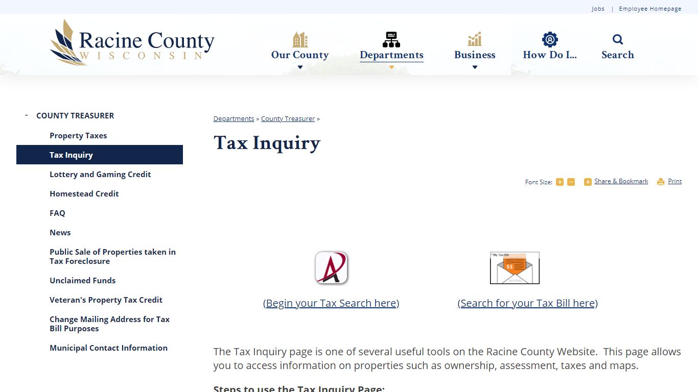 Tax Inquiry | Racine County, WI